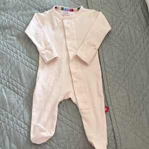 Magnetic Me Light Pink Striped Footie